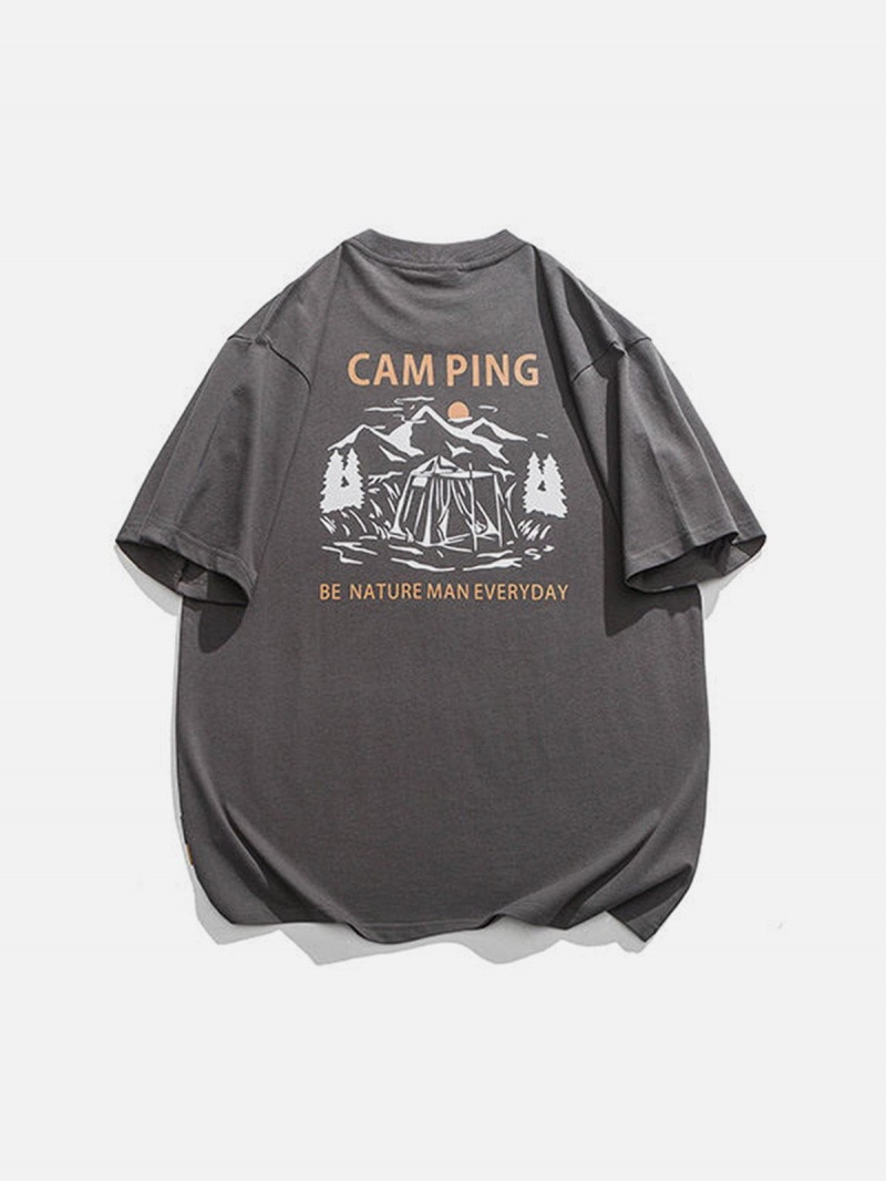 Marron  T Shirts Aelfric Eden Mountain Camping Graphique Tee - KKP-7776921